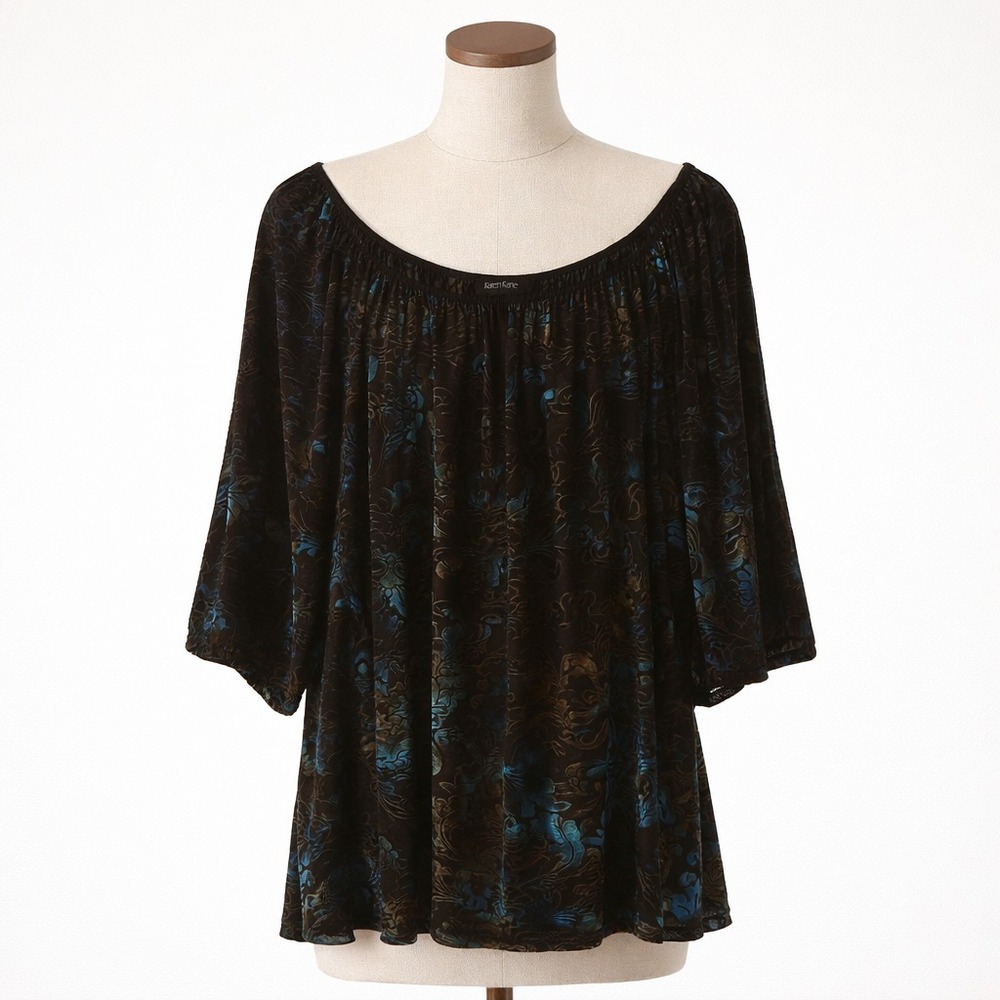Karen Kane Blouse USA Size 1X Burnout Velvet Y2K Whimsigoth Fairy Grunge Witchy